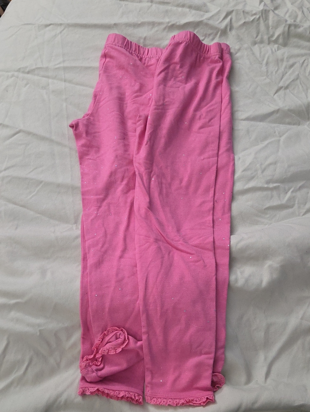 365 Kids Girls Pink Glitter Trim Leggings - Size 8 Lot of 2